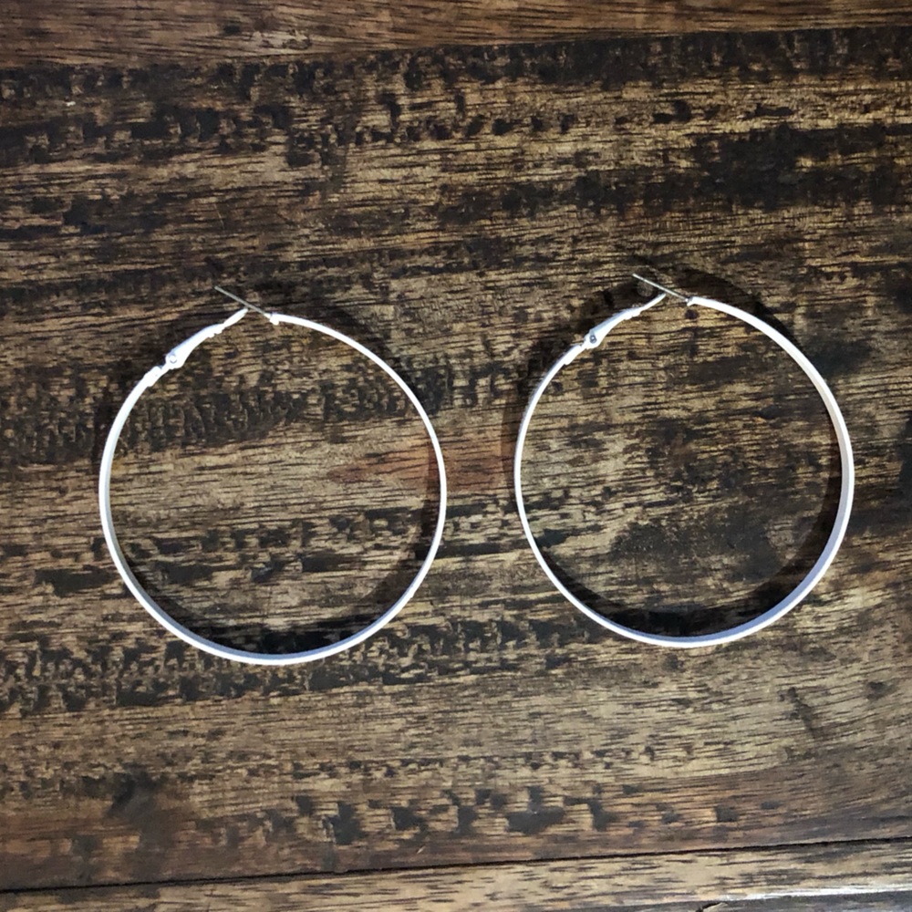 White hoop earrings